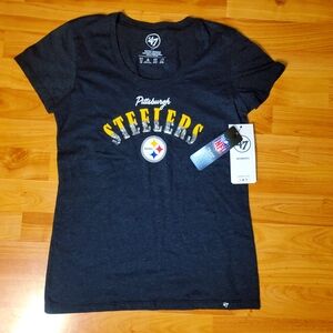 NWT Pittsburgh Steelers NFL Small Shinny t-shirt from 47 Brand, Black